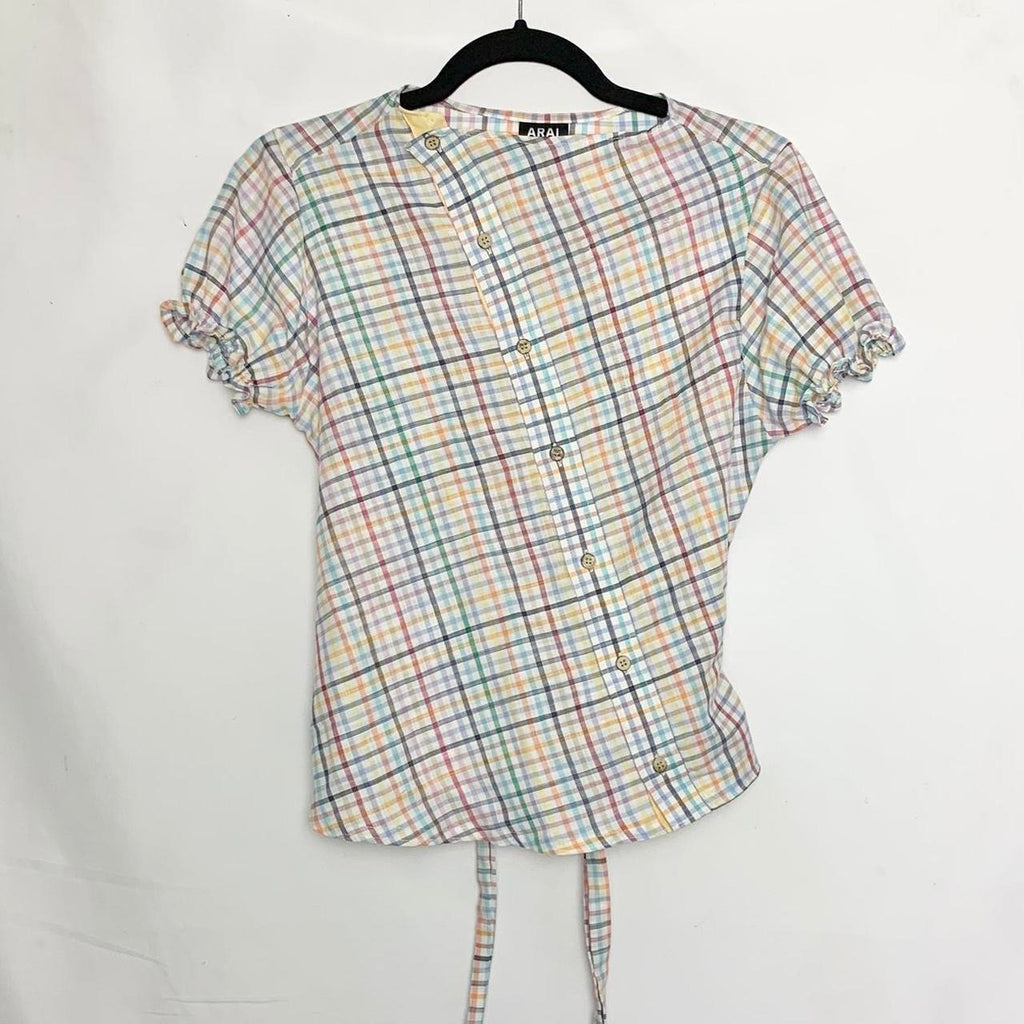 Plaid asymmetric shirt