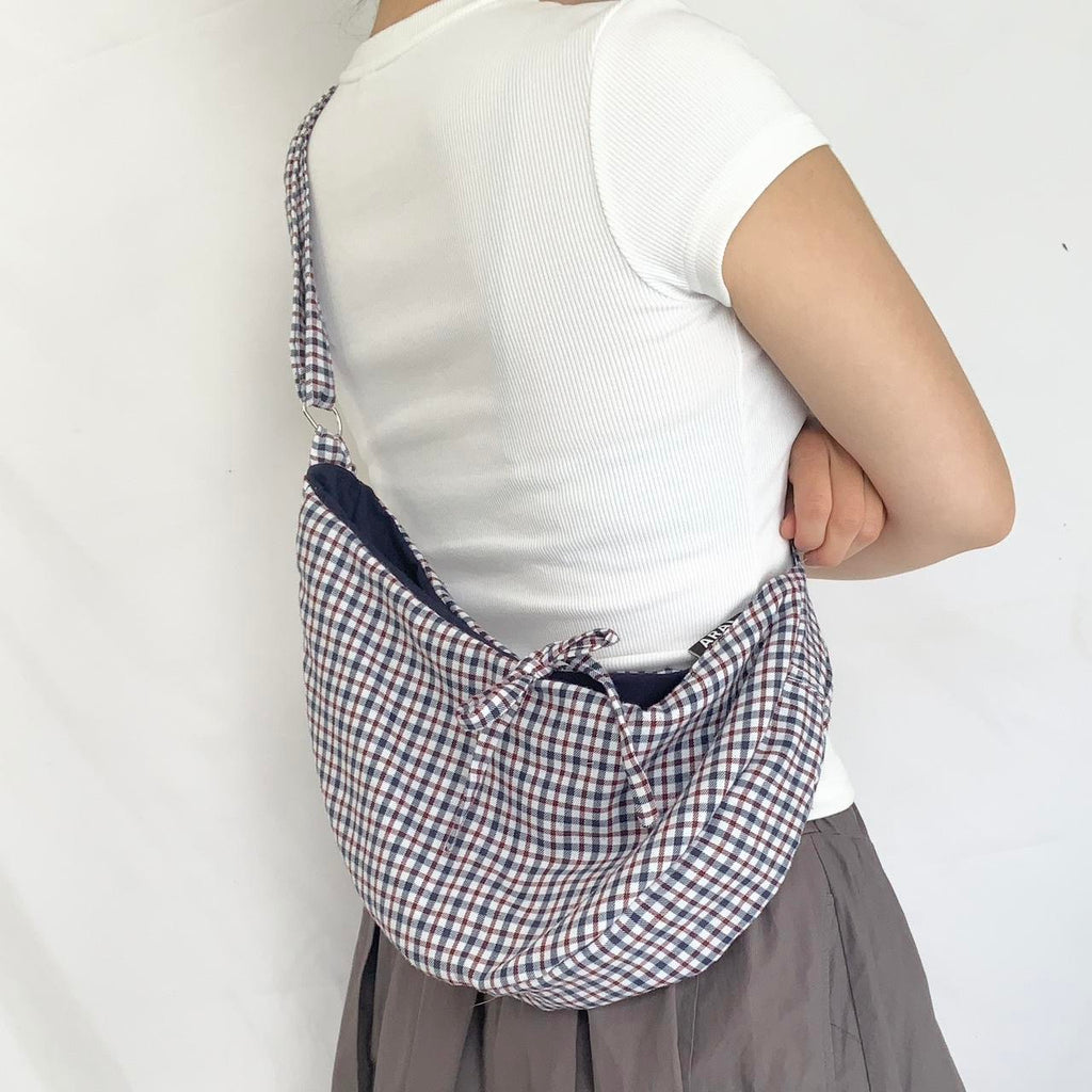 Plaid Crescent Bag