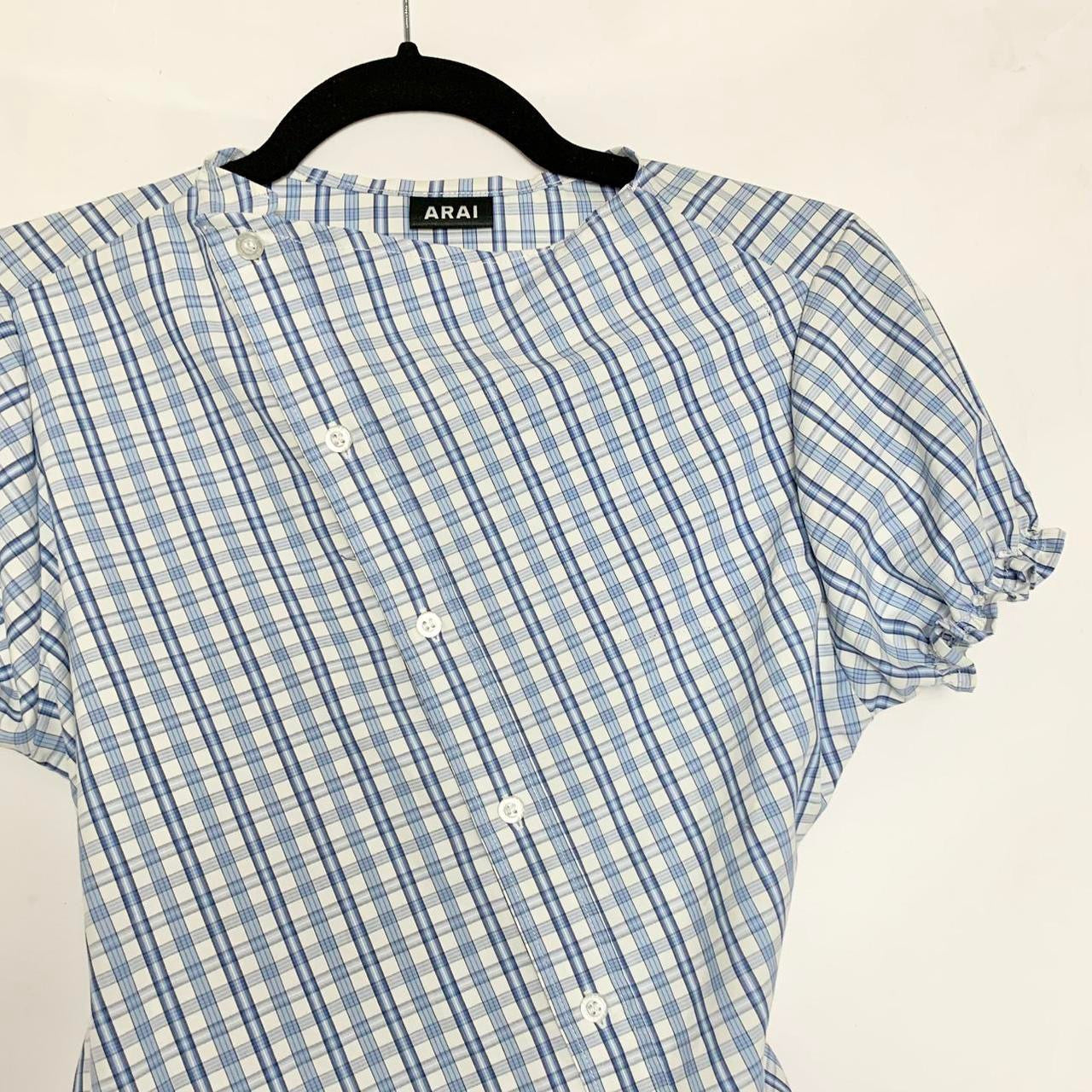 Plaid asymmetric shirt