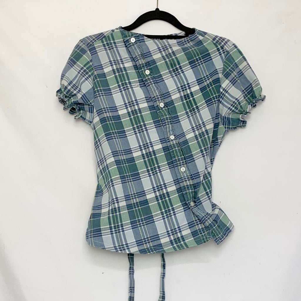 Plaid asymmetric shirt