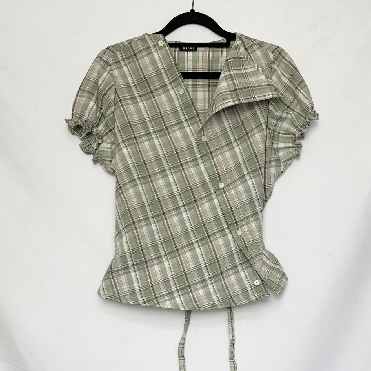 Plaid asymmetric shirt