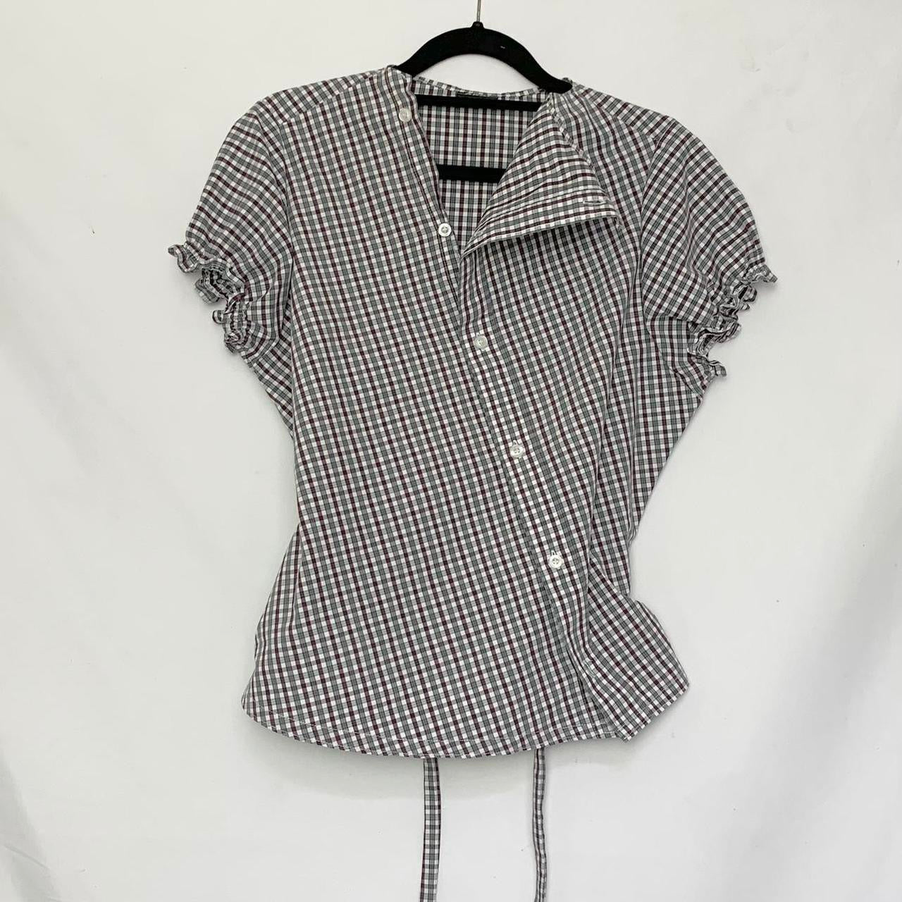 Plaid asymmetric shirt