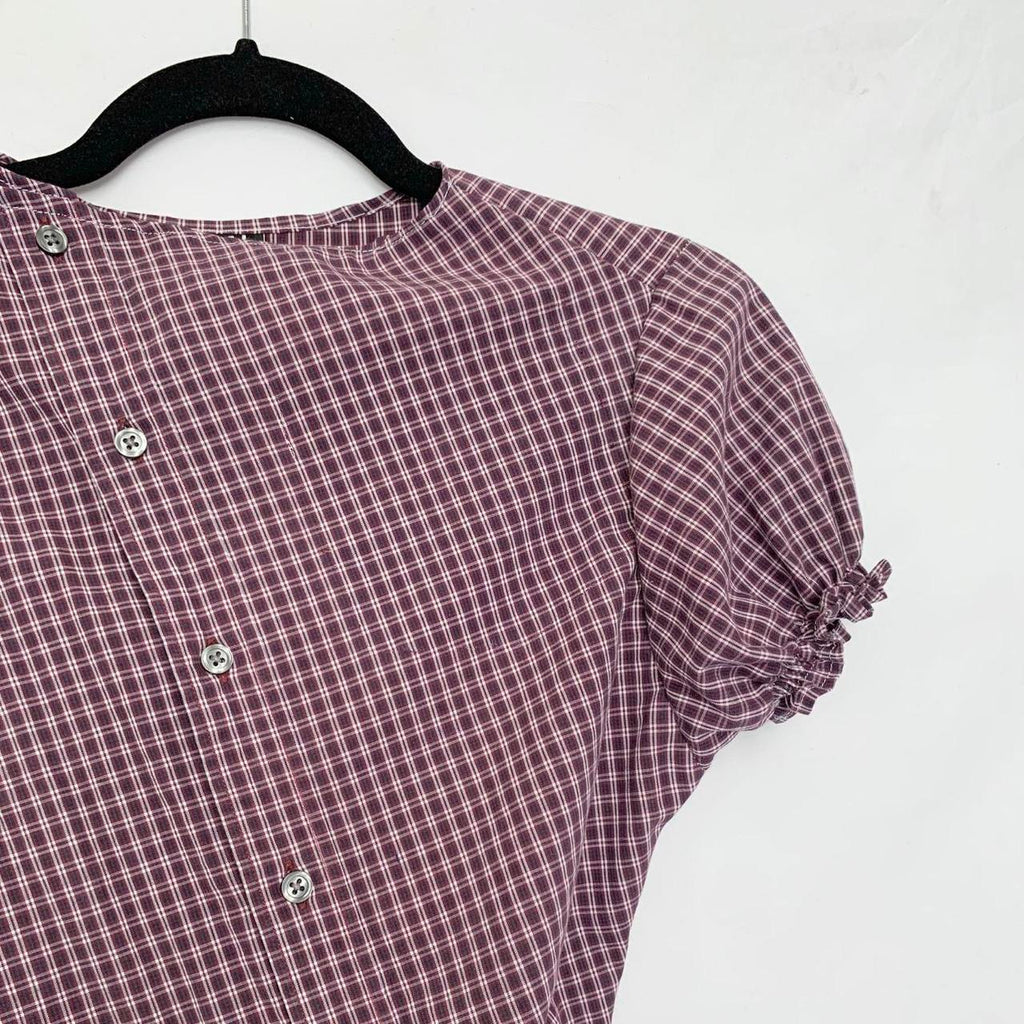 Plaid asymmetric shirt