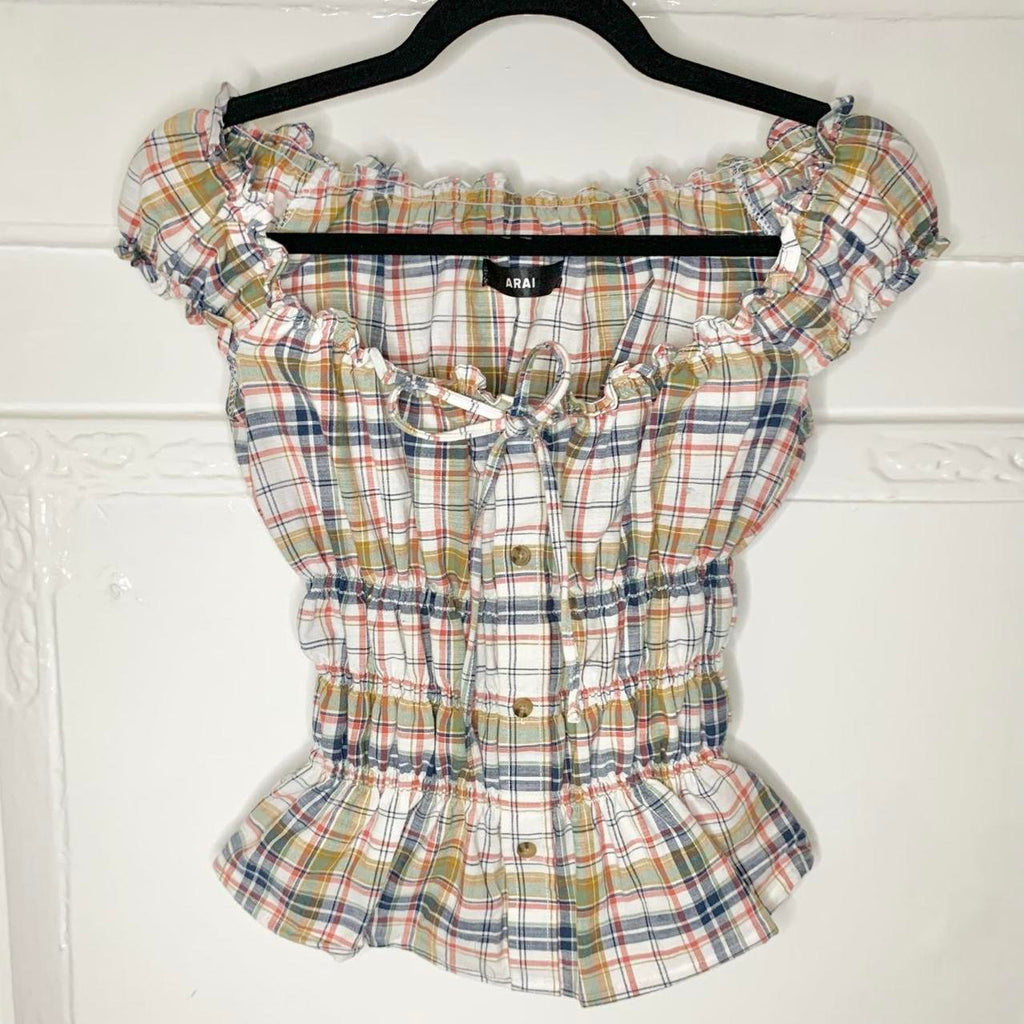 Plaid Milkmaid Top