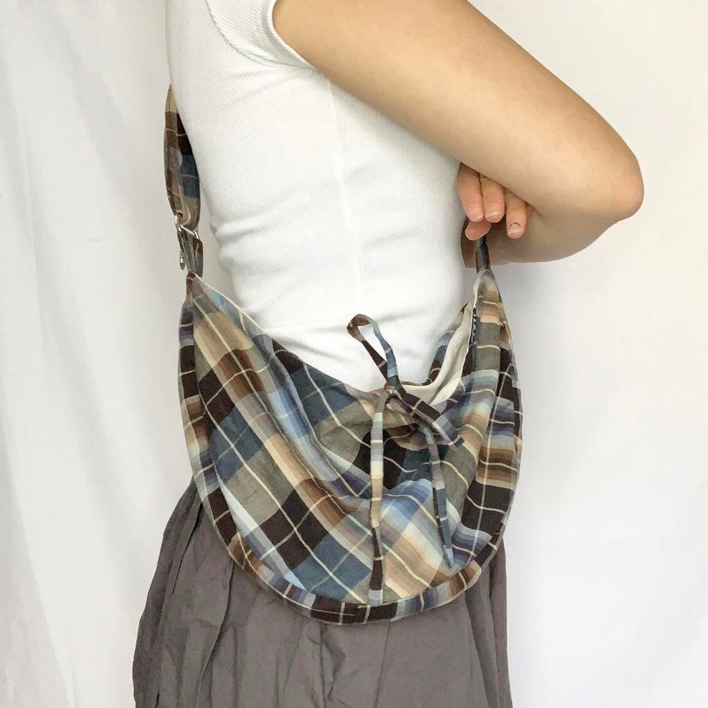 Plaid Crescent Bag