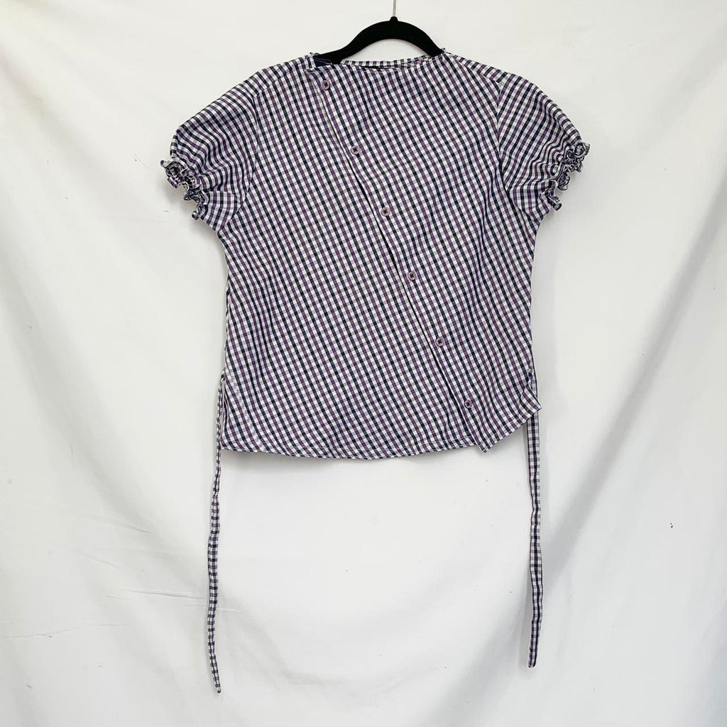 Plaid asymmetric shirt