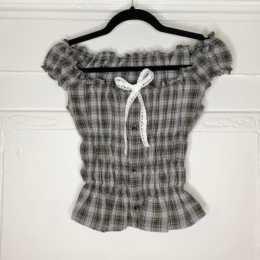 Plaid Milkmaid Top