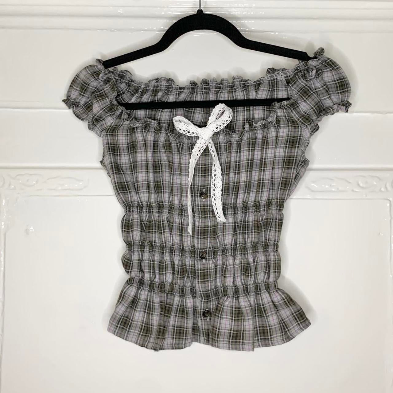 Plaid Milkmaid Top