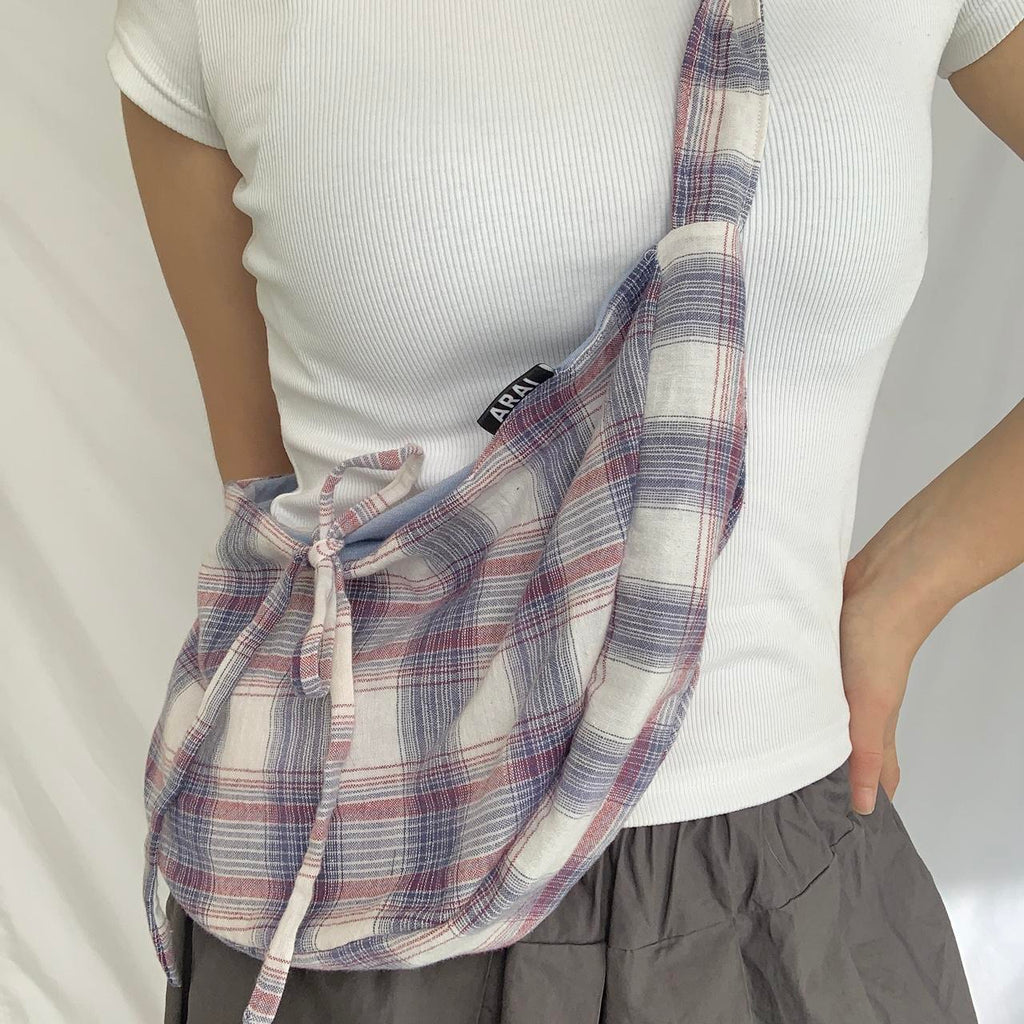 Plaid Crescent Bag