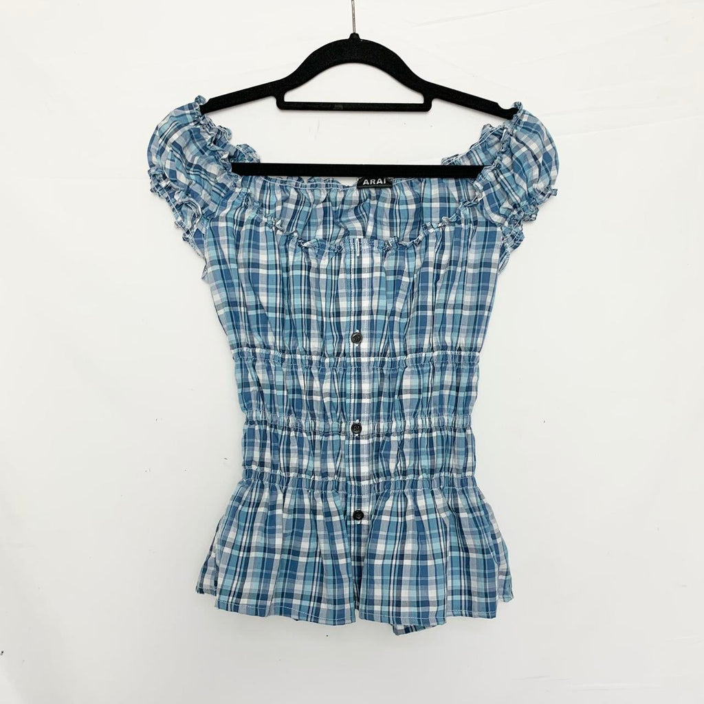 Plaid milkmaid top