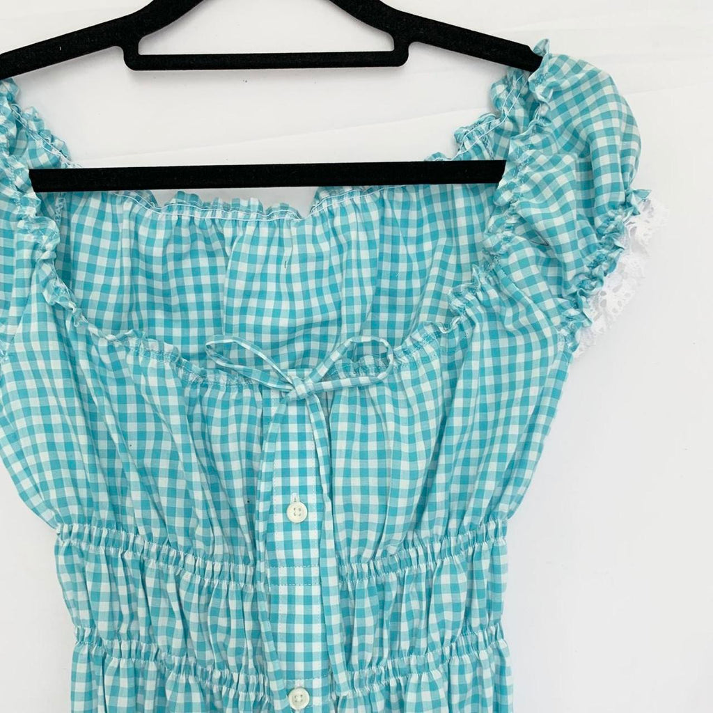 Checkered Milkmaid Top