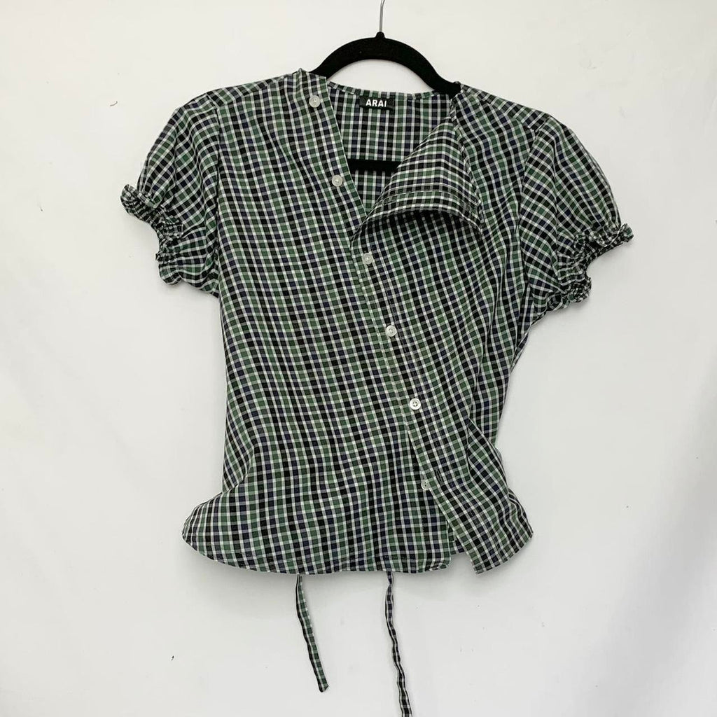 Plaid asymmetric shirt