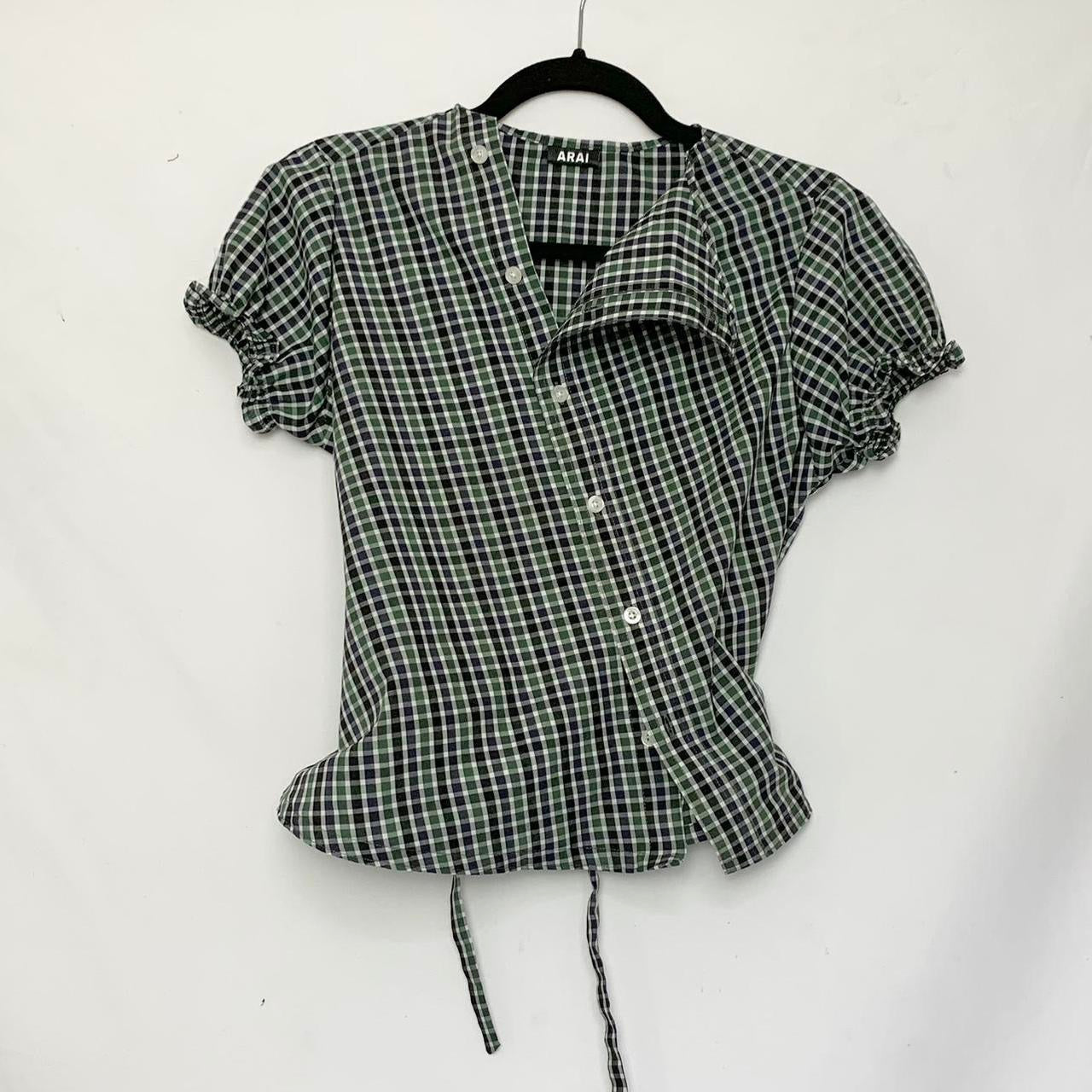 Plaid asymmetric shirt