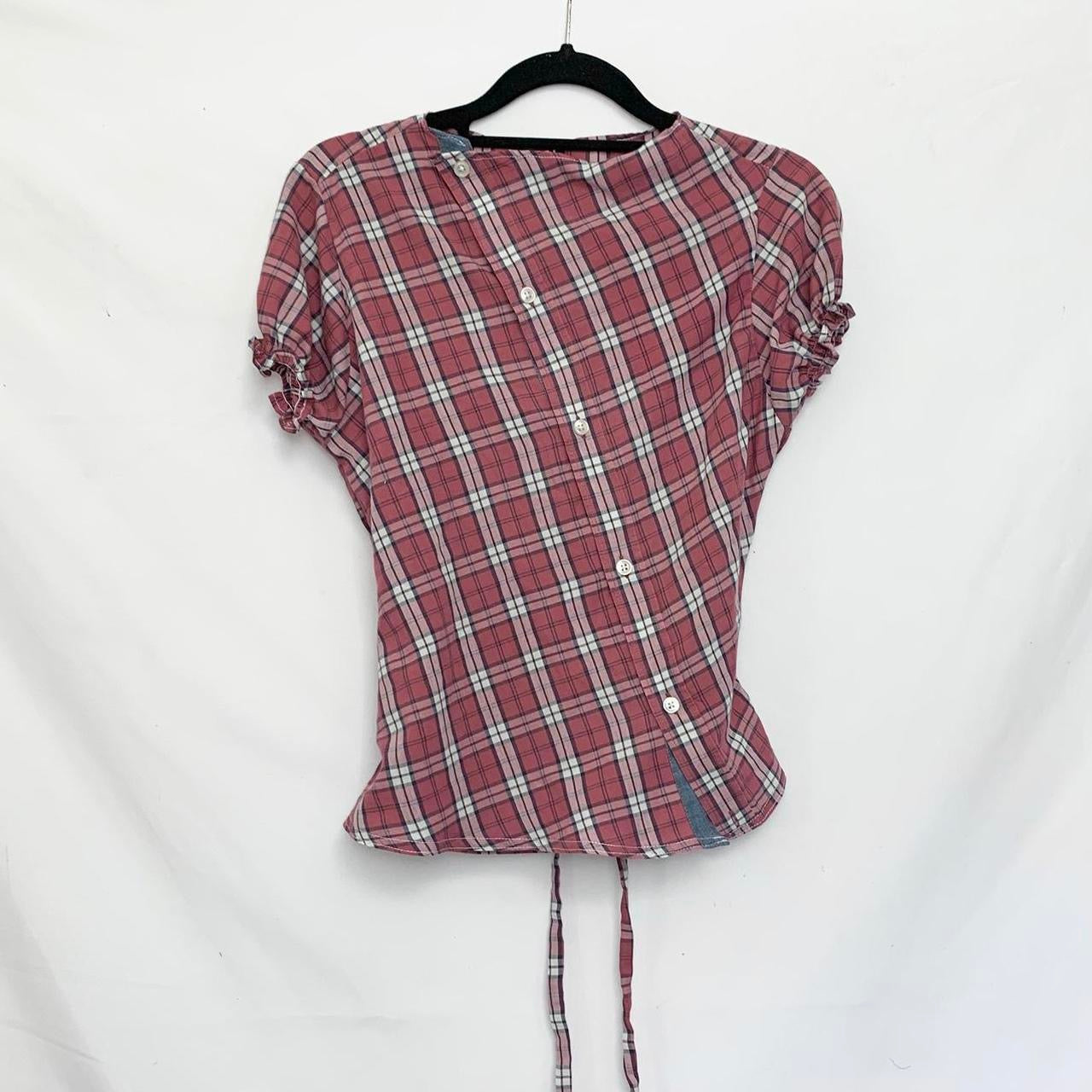 Plaid asymmetric shirt