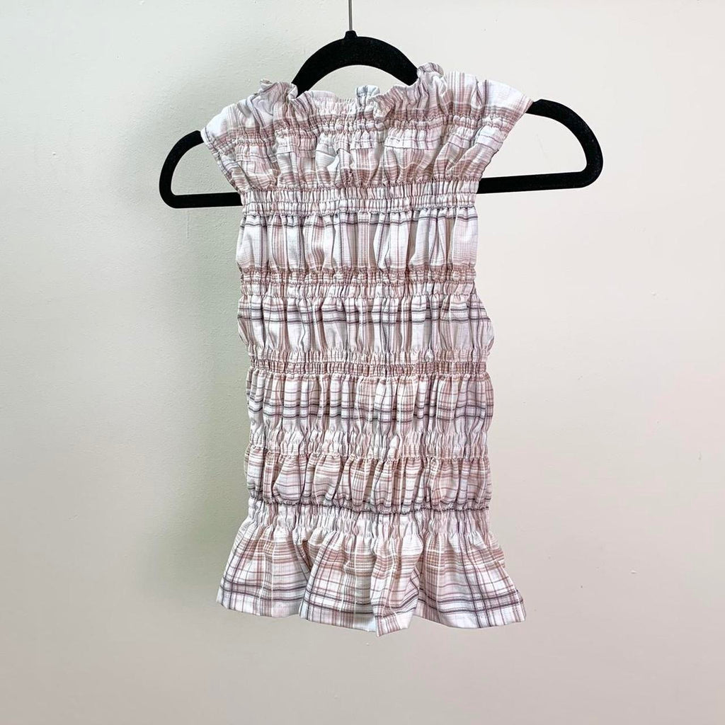 Plaid Ruched Tank Top