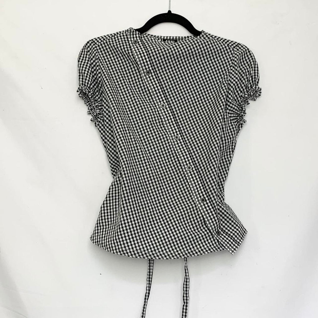 Plaid asymmetric shirt