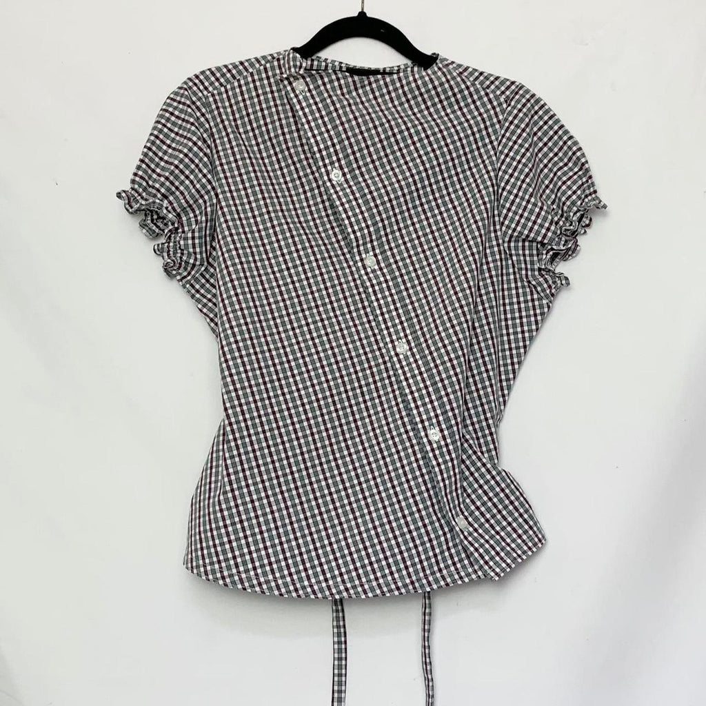 Plaid asymmetric shirt