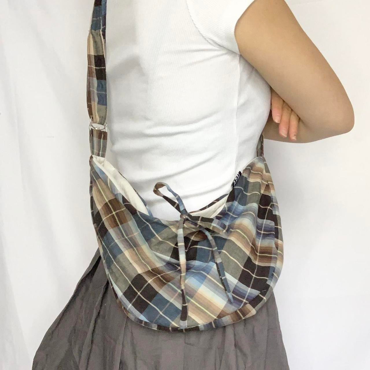 Plaid Crescent Bag