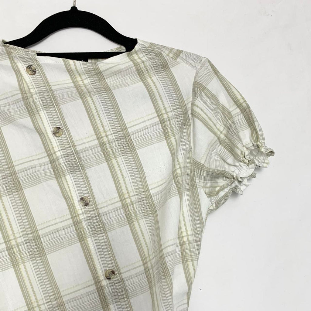 Plaid asymmetric shirt