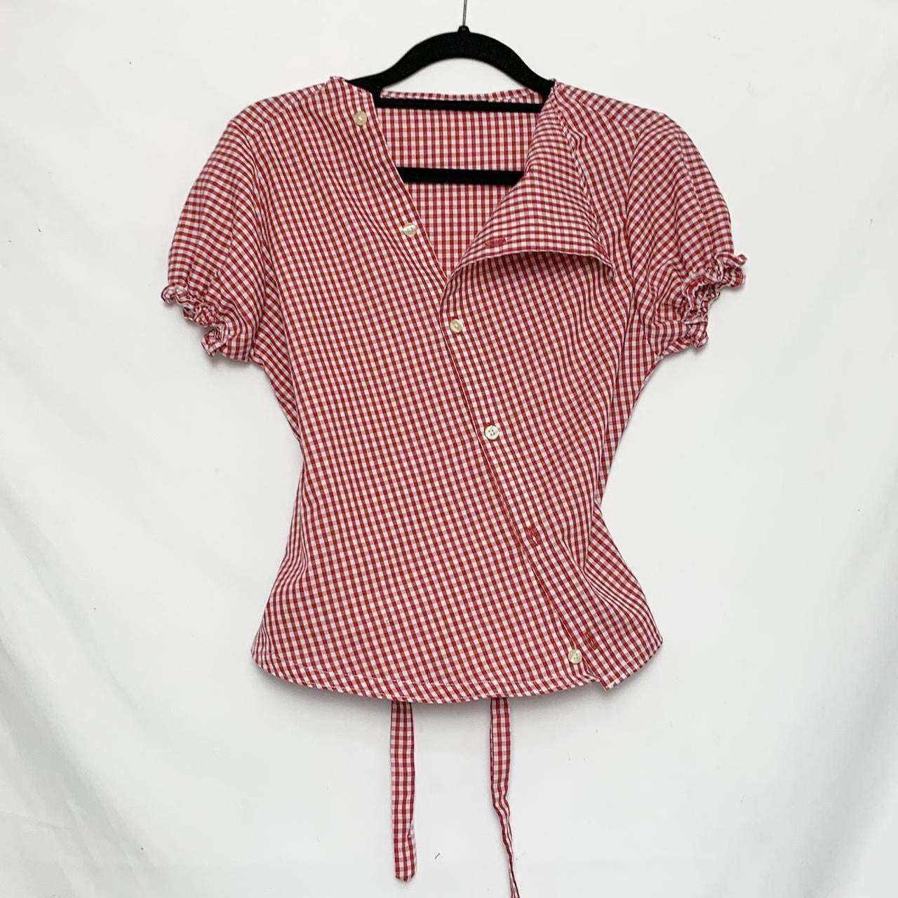 Plaid asymmetric shirt