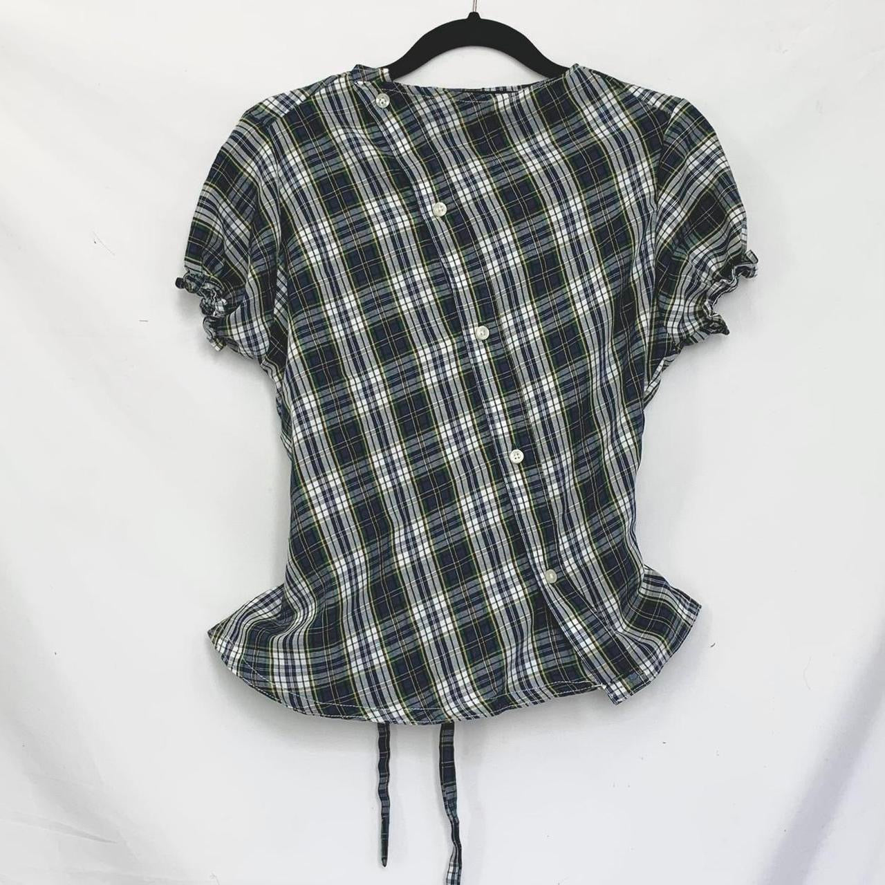 Plaid asymmetric shirt