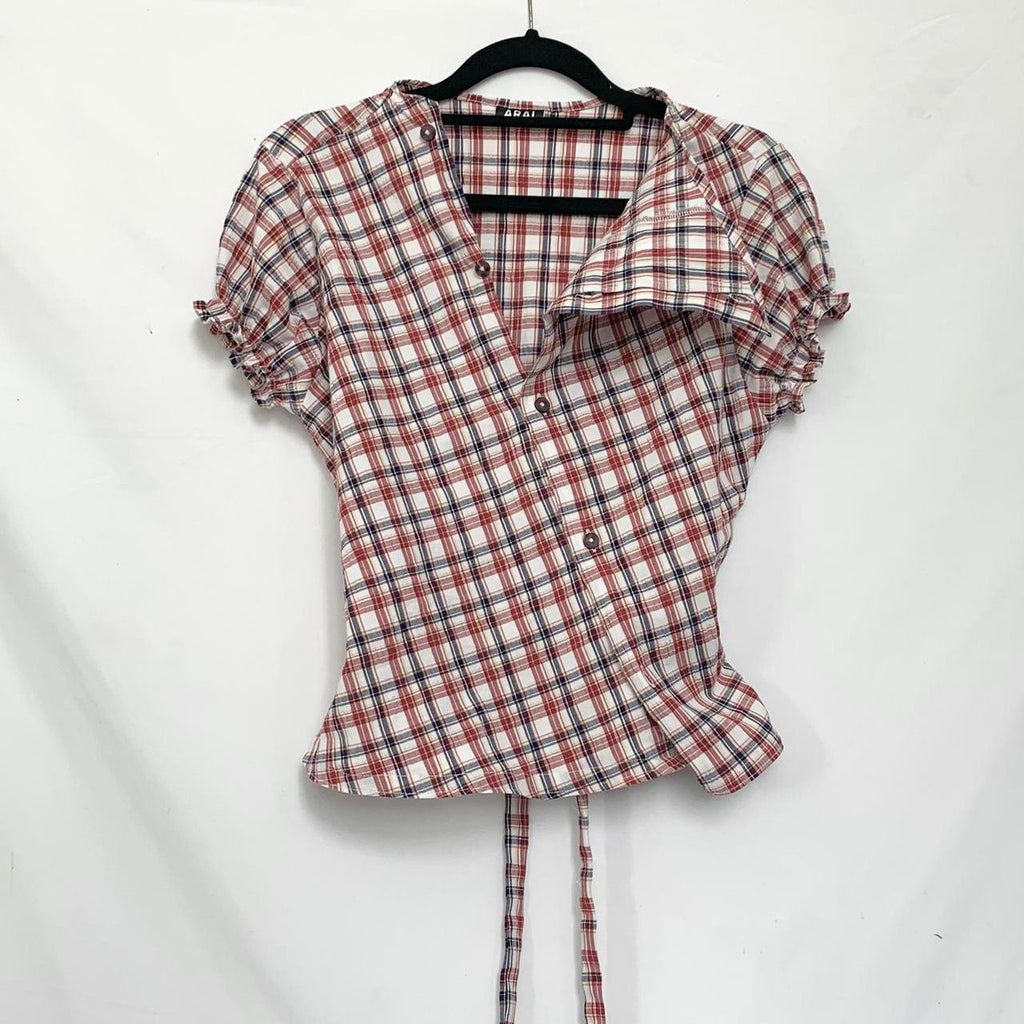 Plaid asymmetric shirt