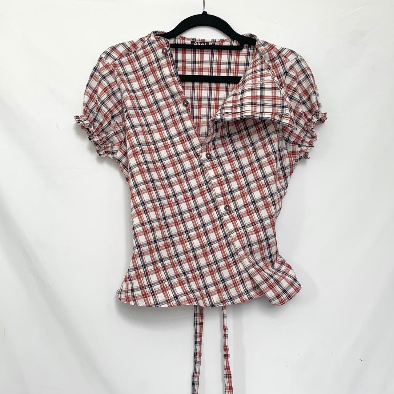 Plaid asymmetric shirt