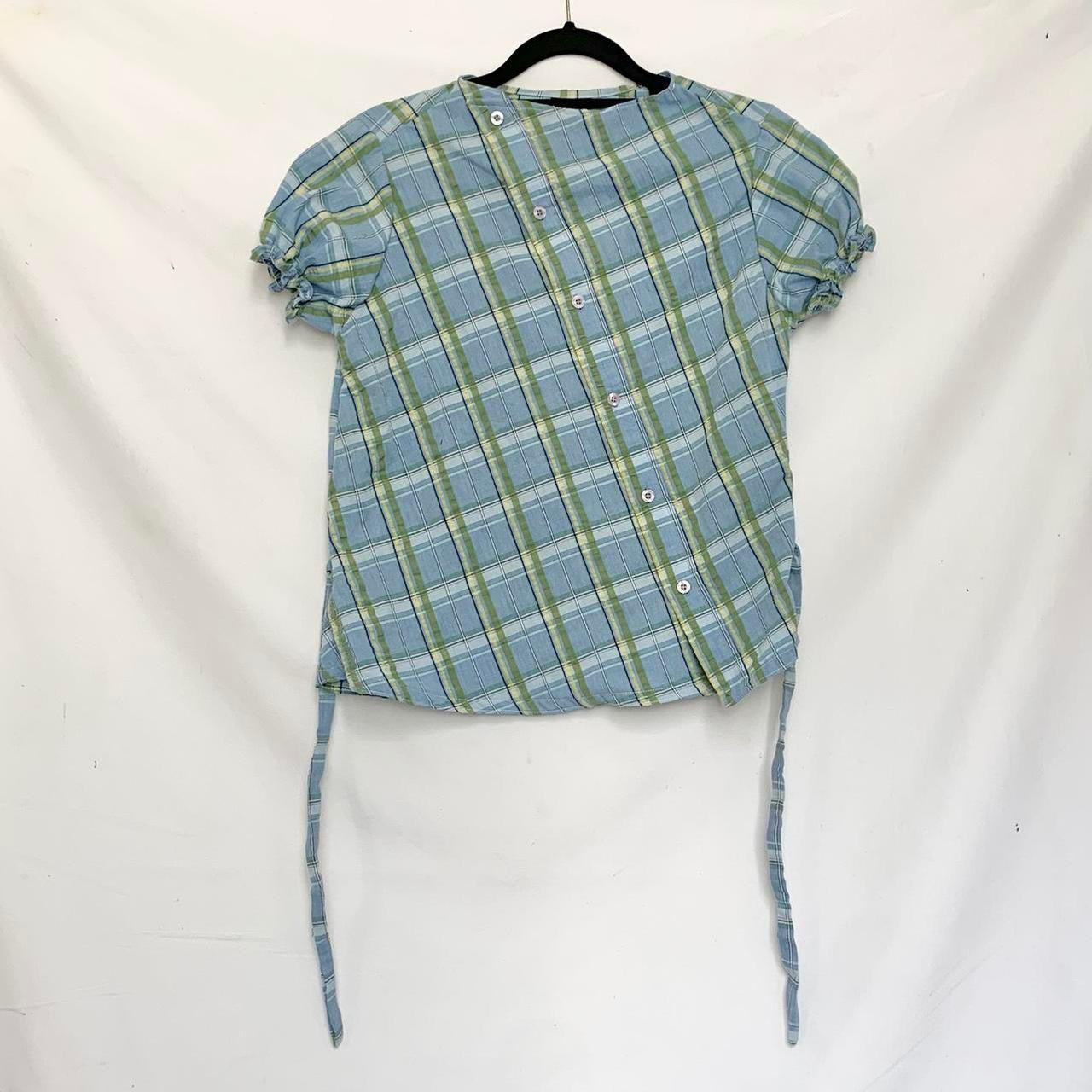 Plaid asymmetric shirt