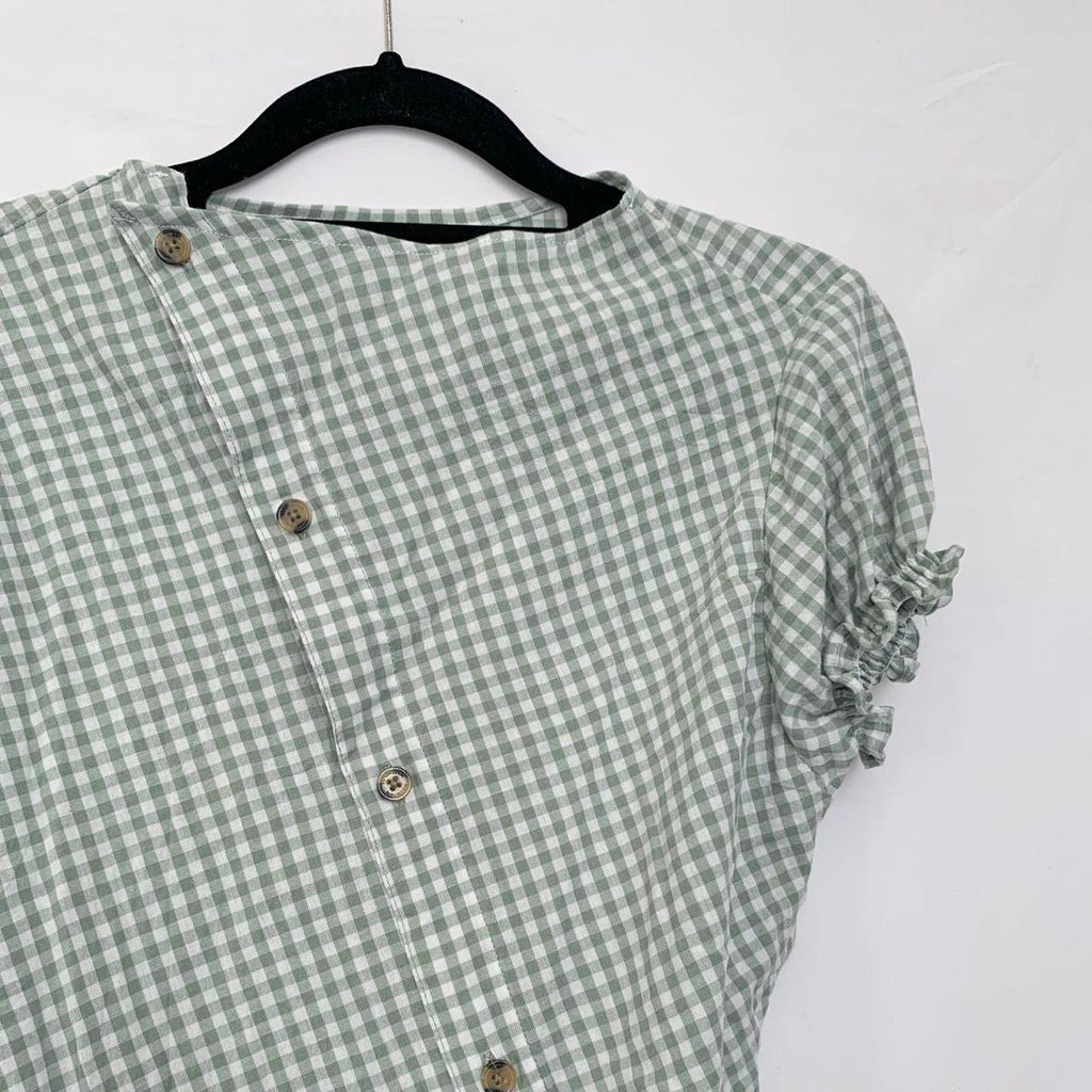 Gingham asymmetric shirt
