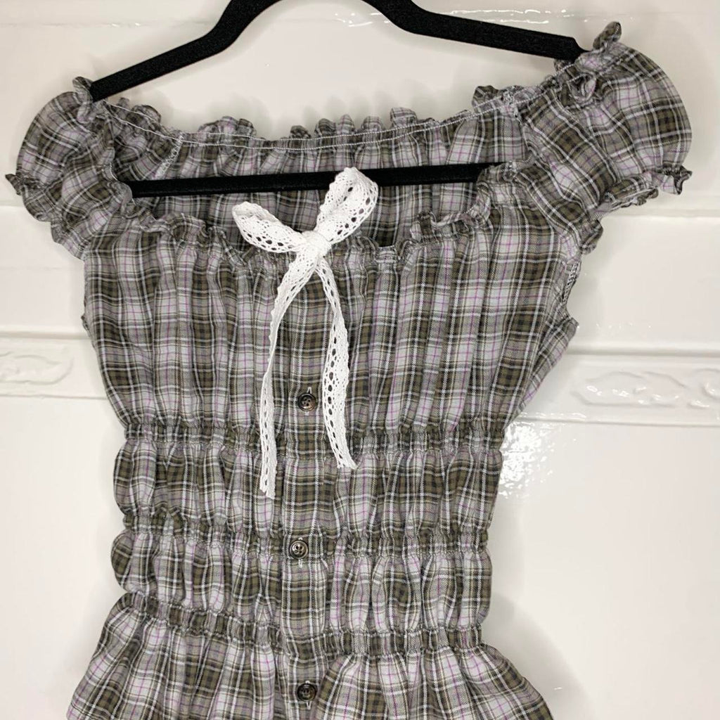 Plaid Milkmaid Top