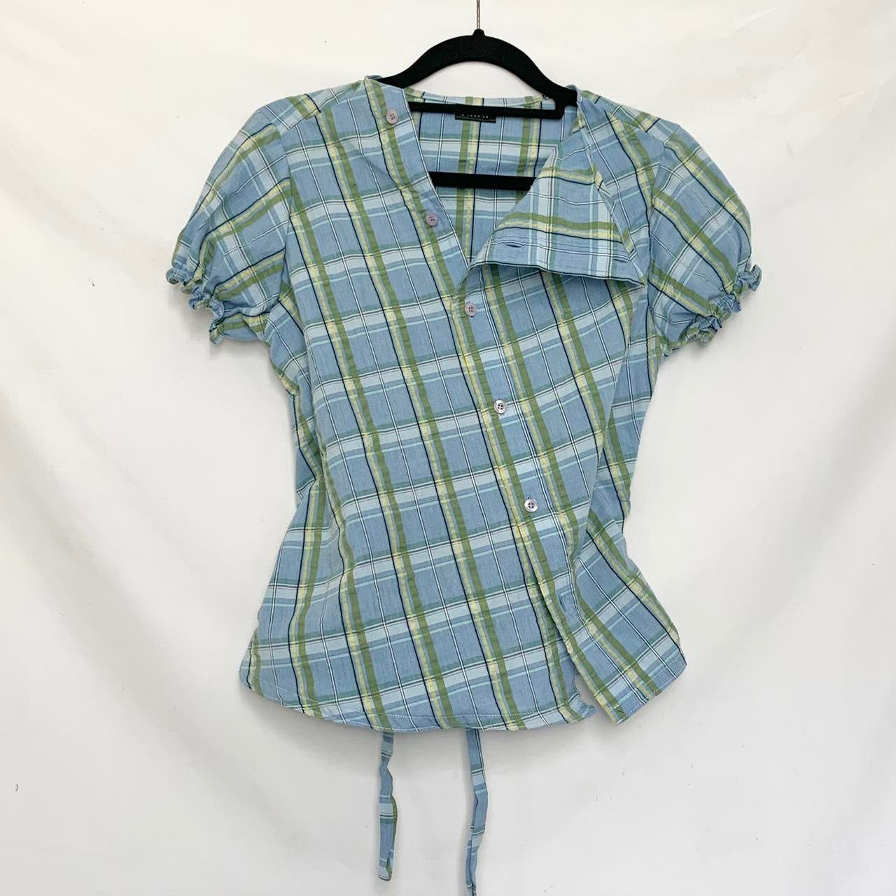 Plaid asymmetric shirt