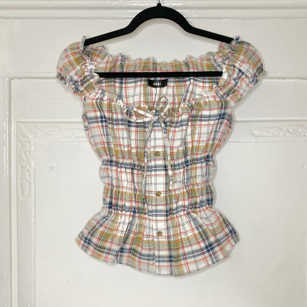 Plaid Milkmaid Top