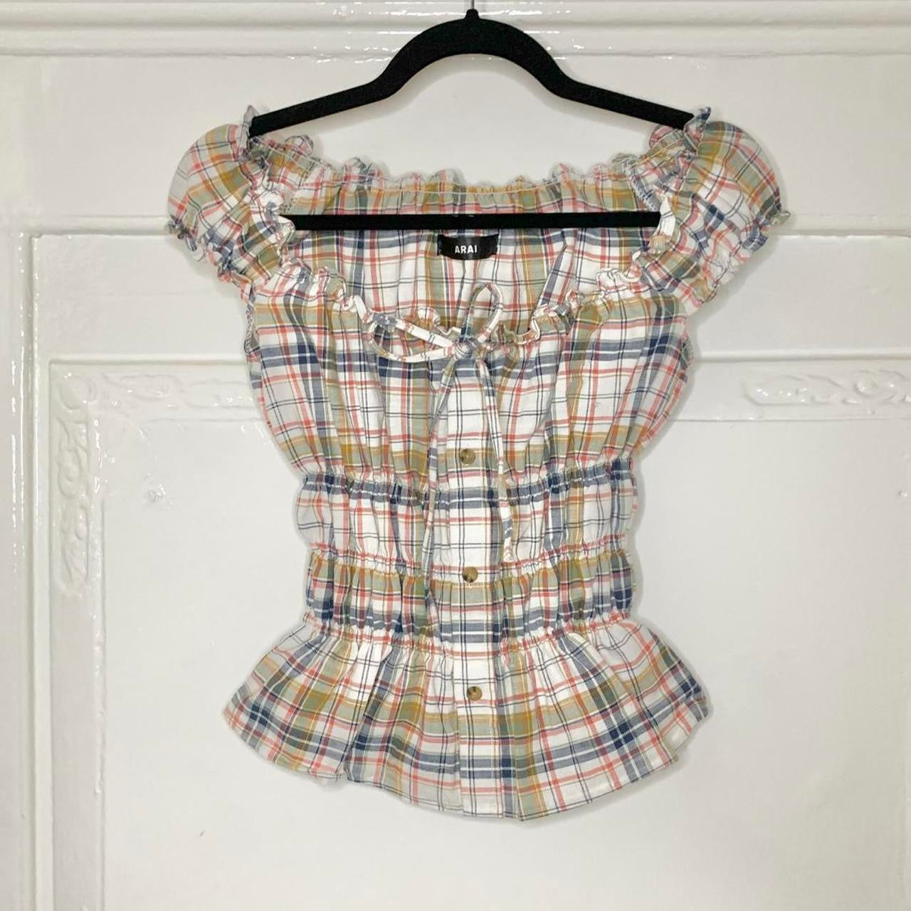 Plaid Milkmaid Top