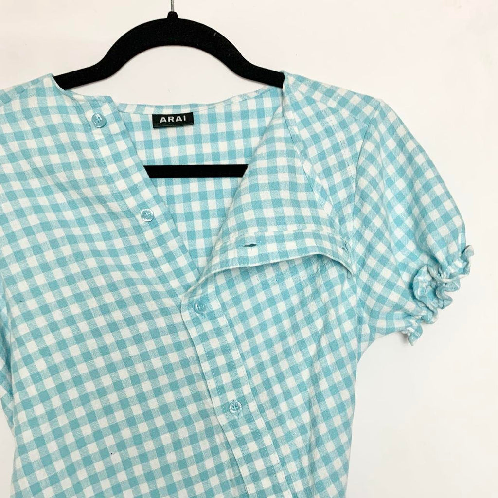 Plaid asymmetric shirt