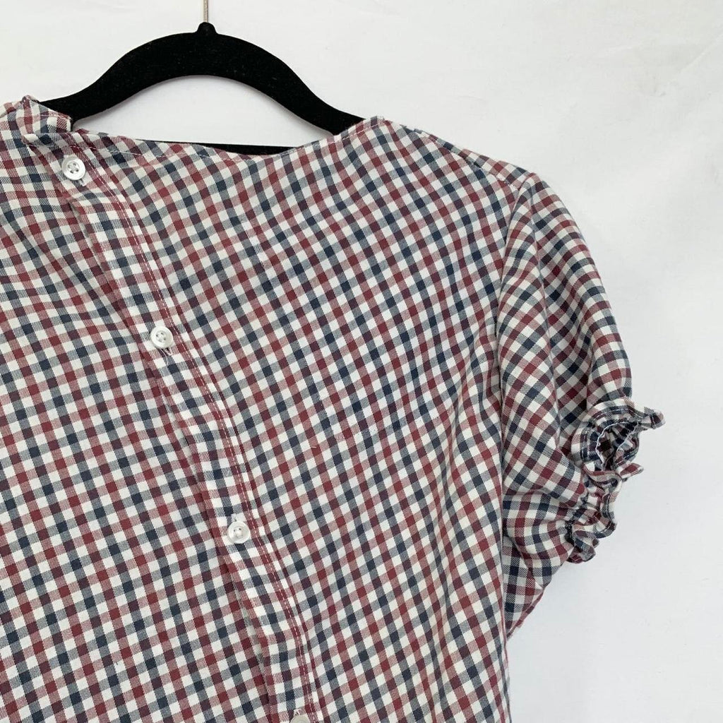 Plaid asymmetric shirt