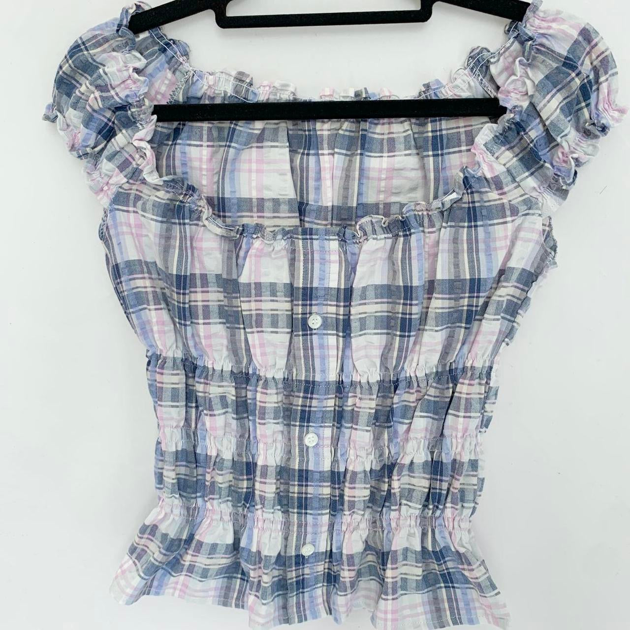 Plaid Milkmaid Top