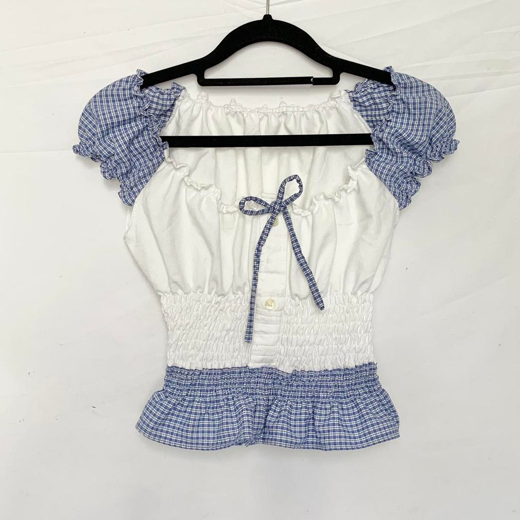 Plaid Milkmaid Top