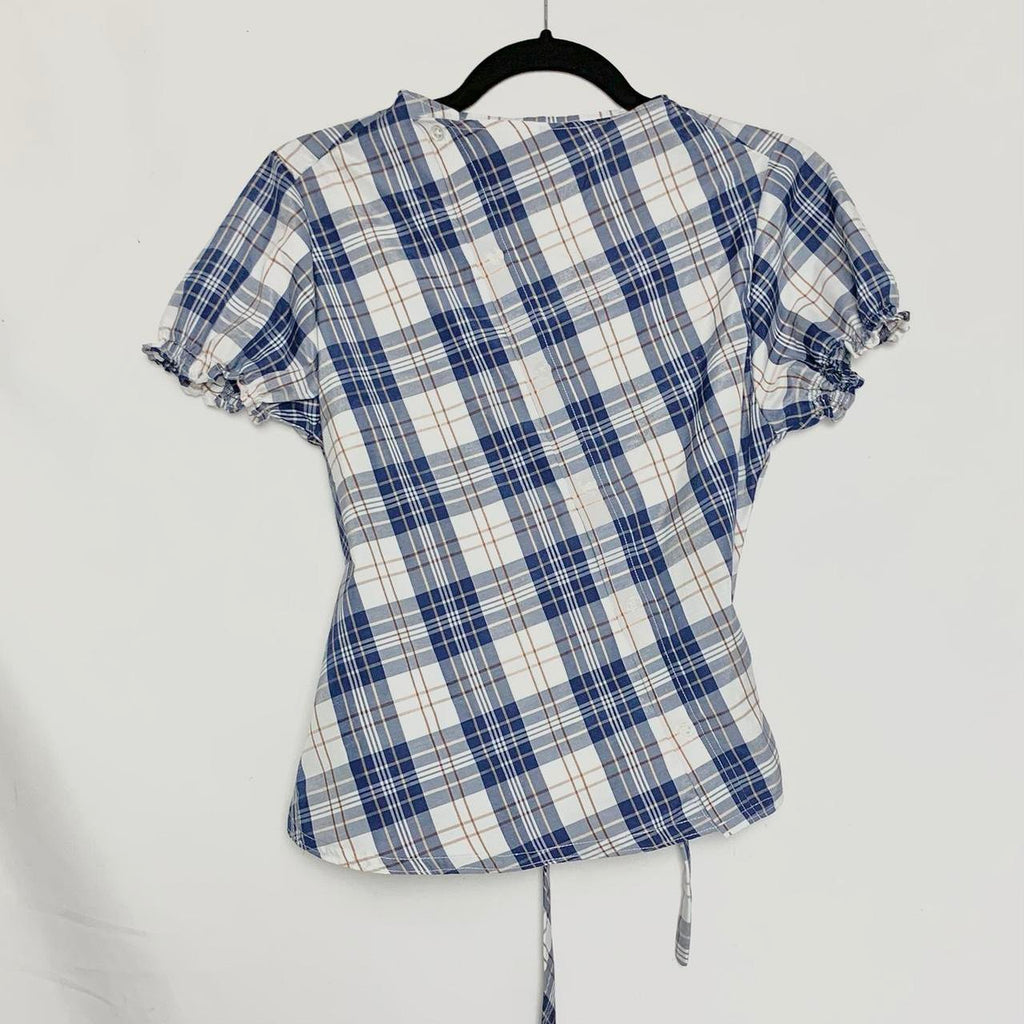 Plaid asymmetric shirt