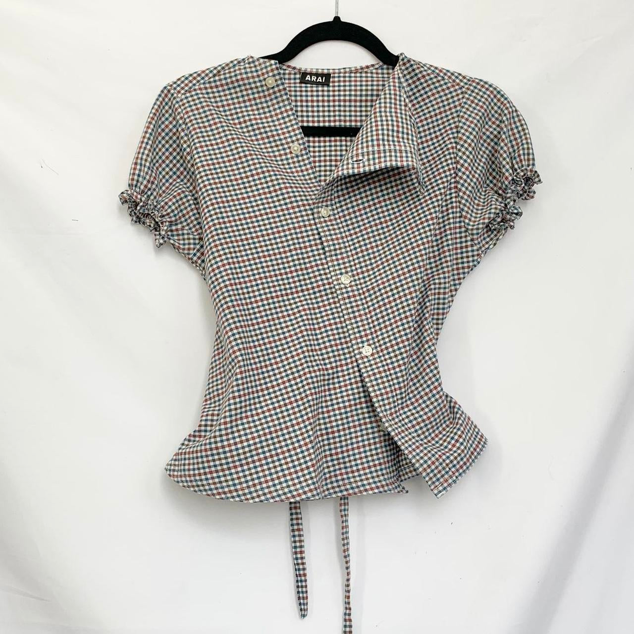 Plaid asymmetric shirt