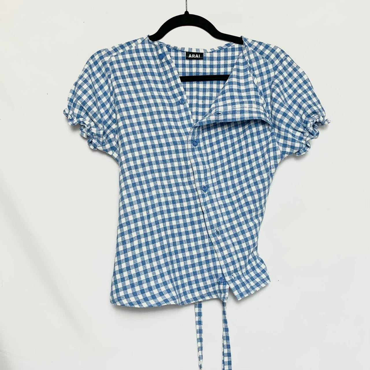 Plaid asymmetric shirt