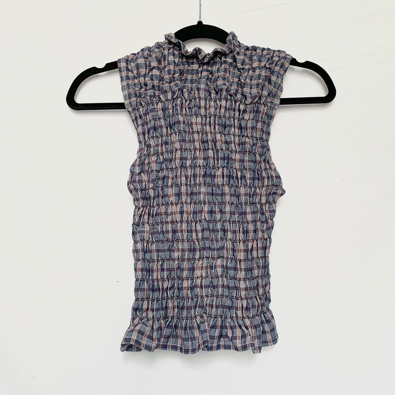 Plaid Ruched Tank Top