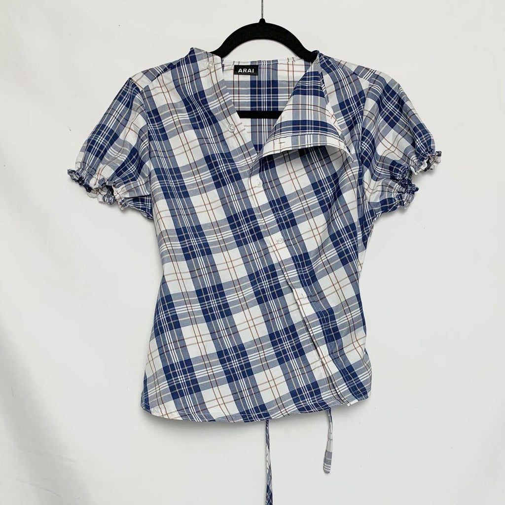 Plaid asymmetric shirt