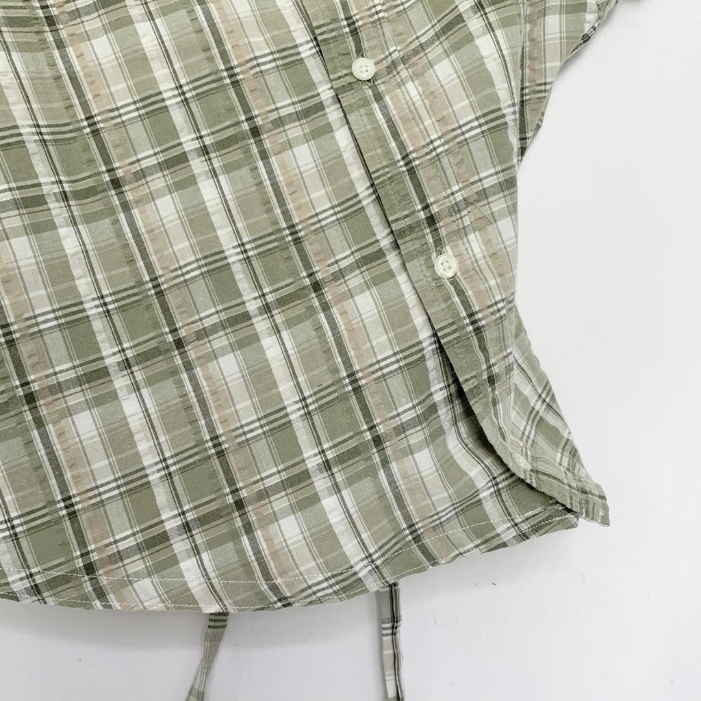 Plaid asymmetric shirt