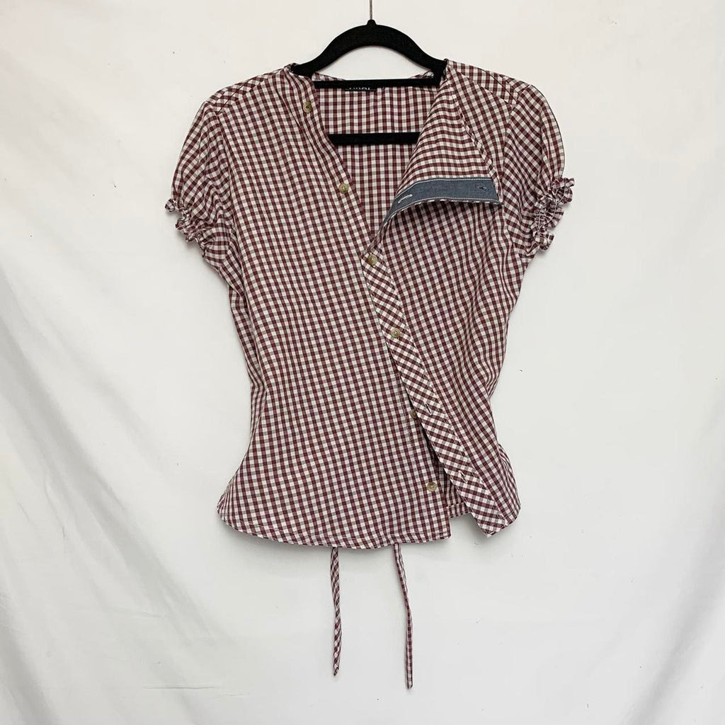 Plaid asymmetric shirt