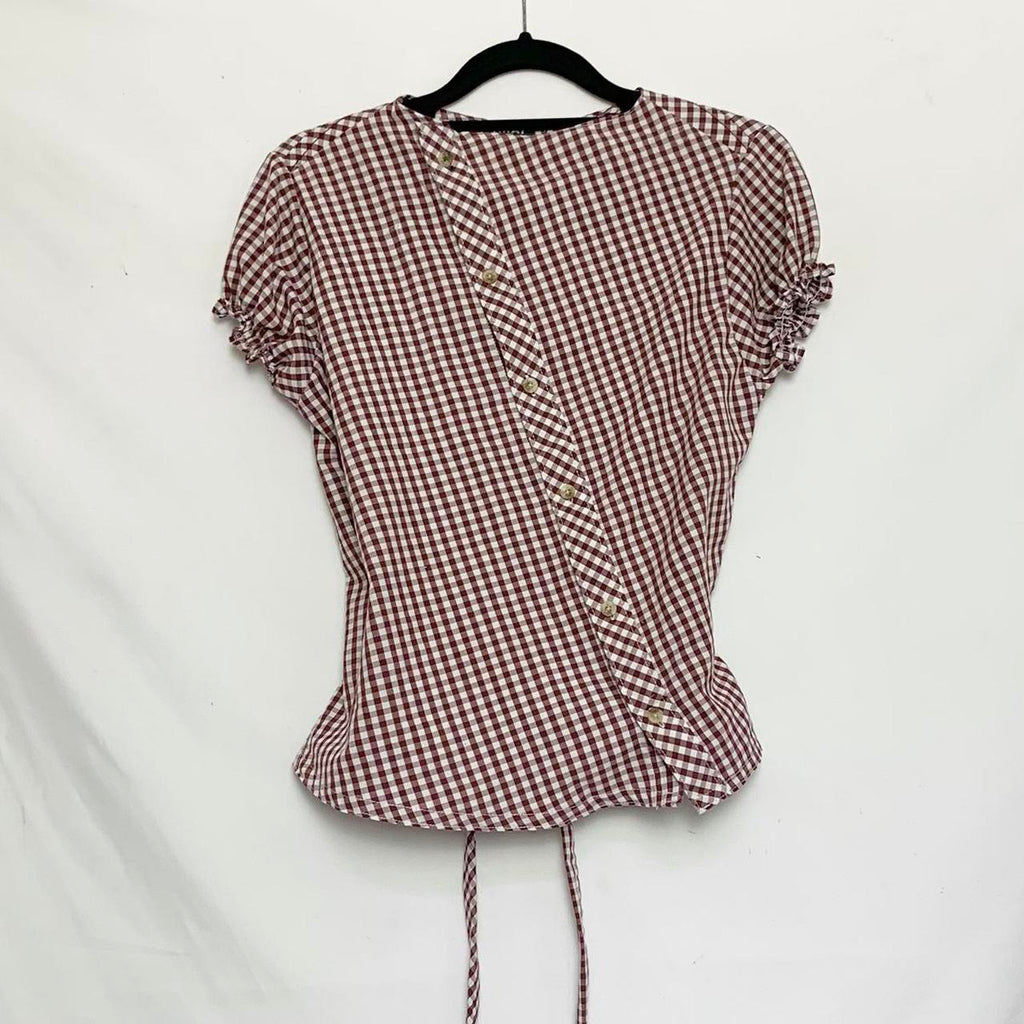 Plaid asymmetric shirt