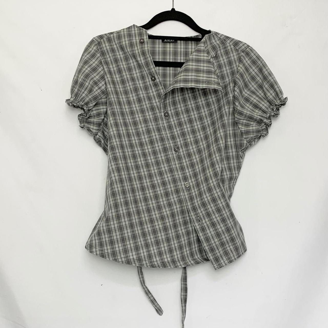 Plaid asymmetric shirt