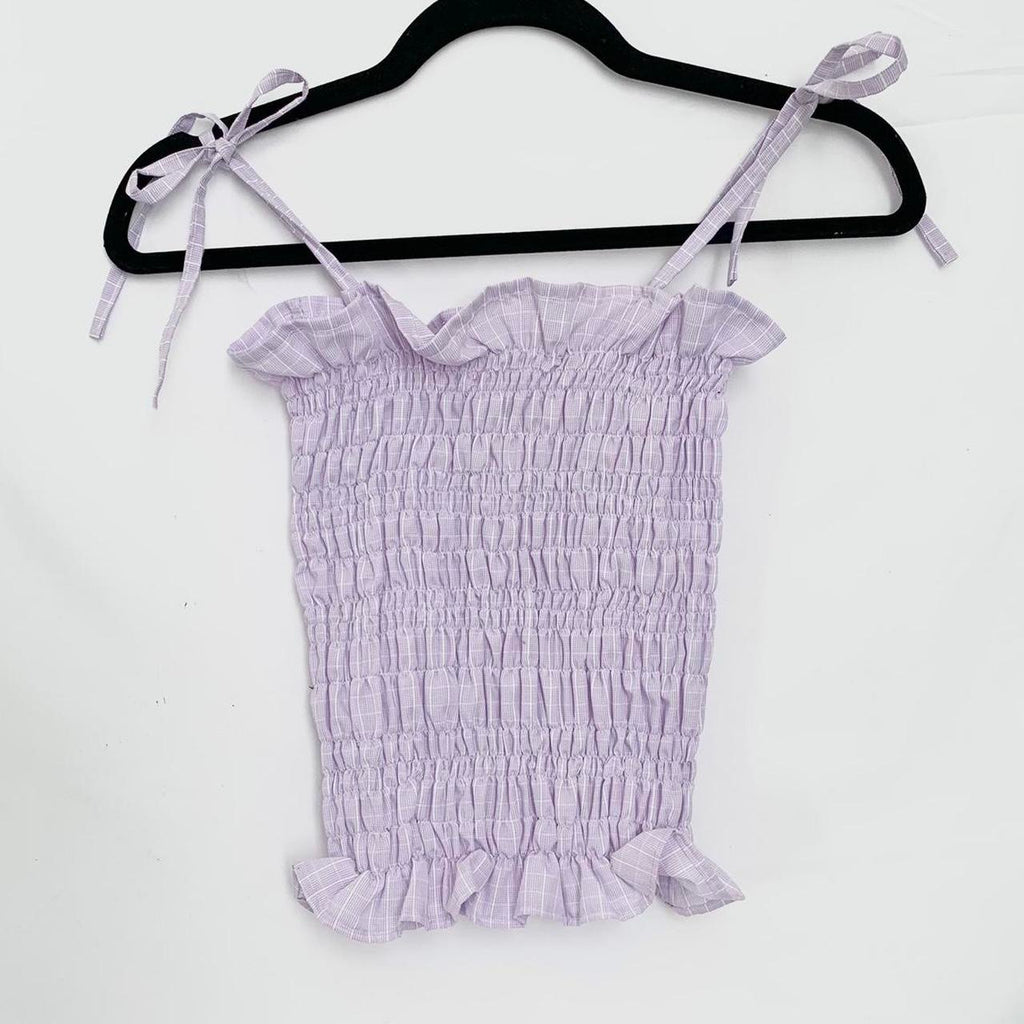 Checkered Ruched Cami Top