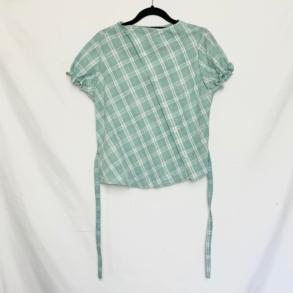Plaid asymmetric shirt