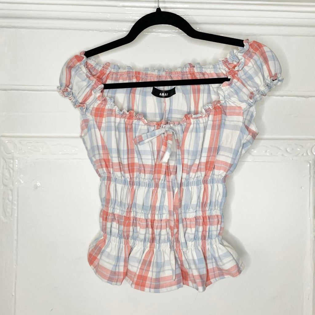 Checkered Milkmaid Top