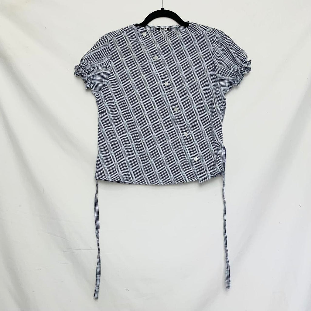Plaid asymmetric shirt